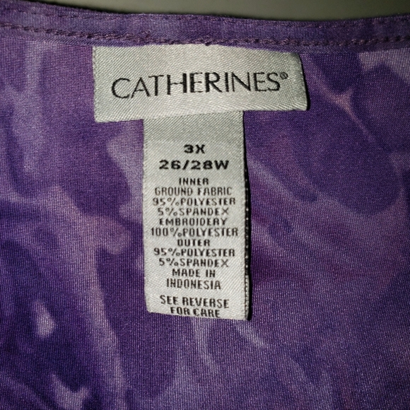 3X Plus Size 26/28 Catherines Purple dressy comfy 2fer top shirt women's 💜 work - Picture 3 of 5